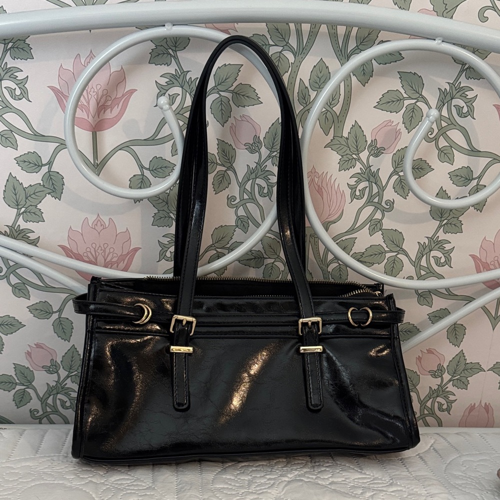 Black Patent Shoulder Bag